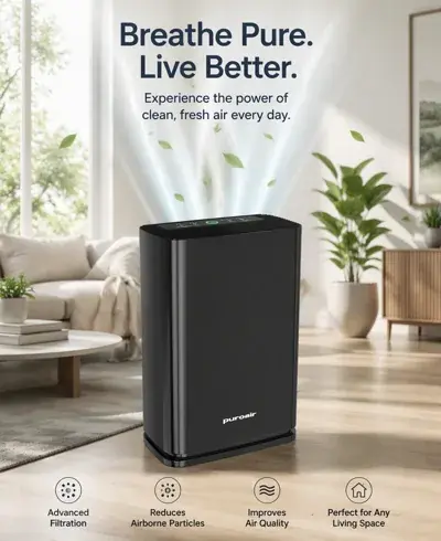 Tall cylindrical HEPA and carbon air purifier