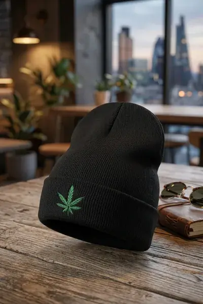 Leaf Embroidered Beanie