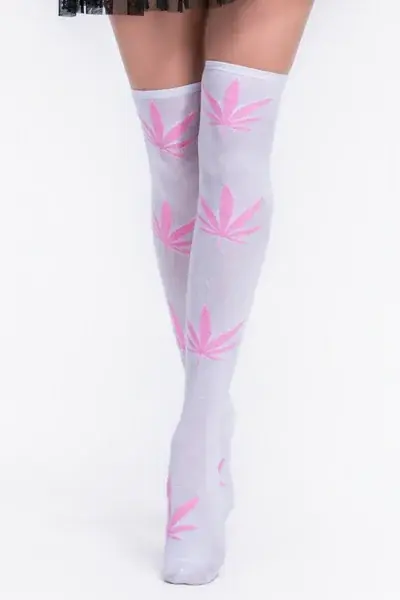 Over-the-knee socks with repeating print