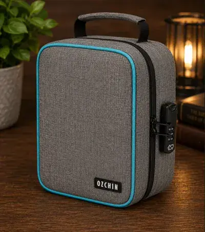 Zippered smell proof case with a combination lock