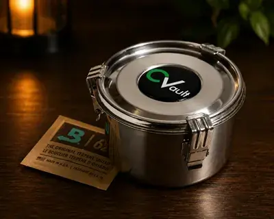 Brushed stainless steel airtight storage container with a clamped lid